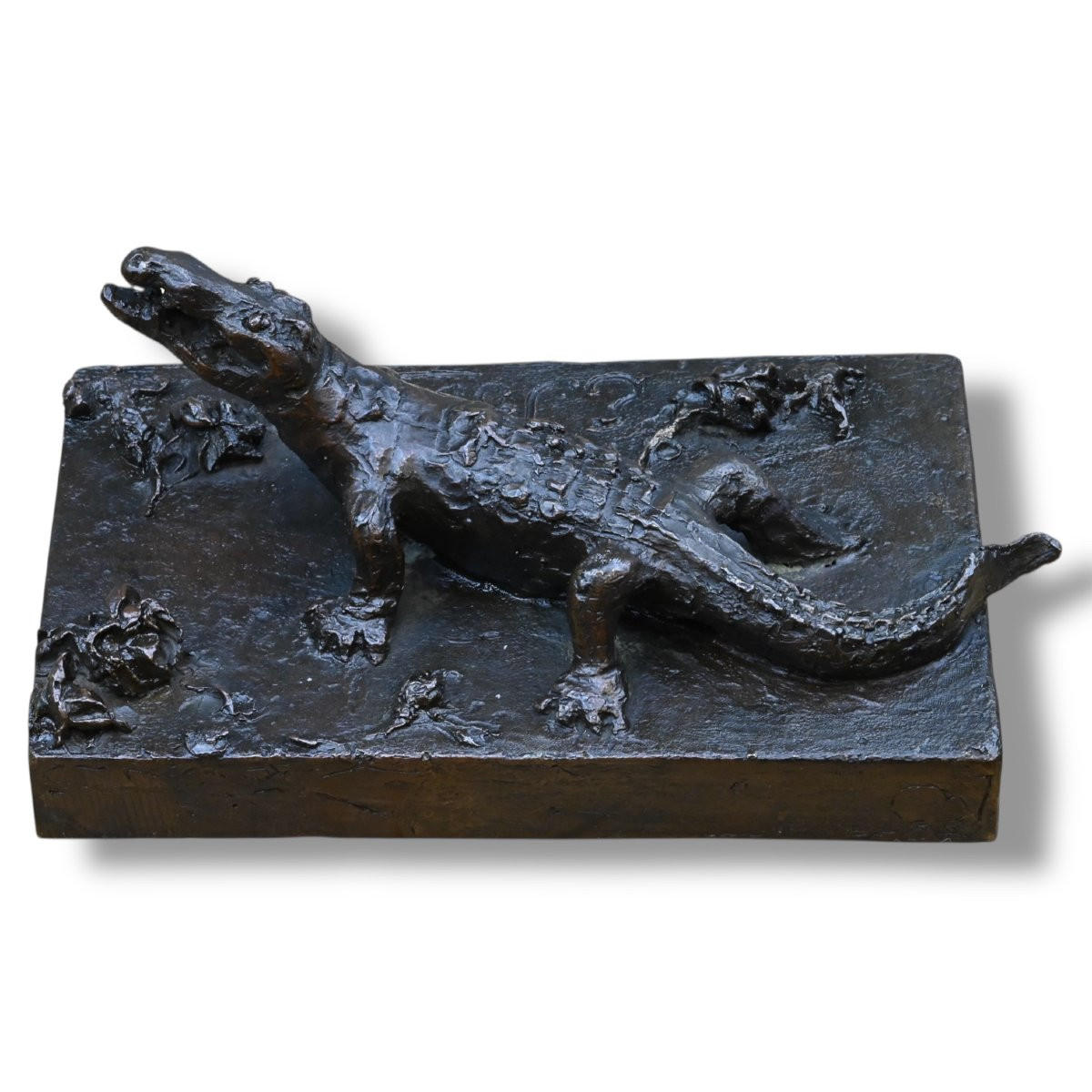 Emilio Bisi - Coccodrillo in Bronzo - Italia Fine XIX Secolo-photo-2